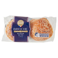 Sliced Brioche Burger Buns with Sesame Seeds 4 Pack 200g